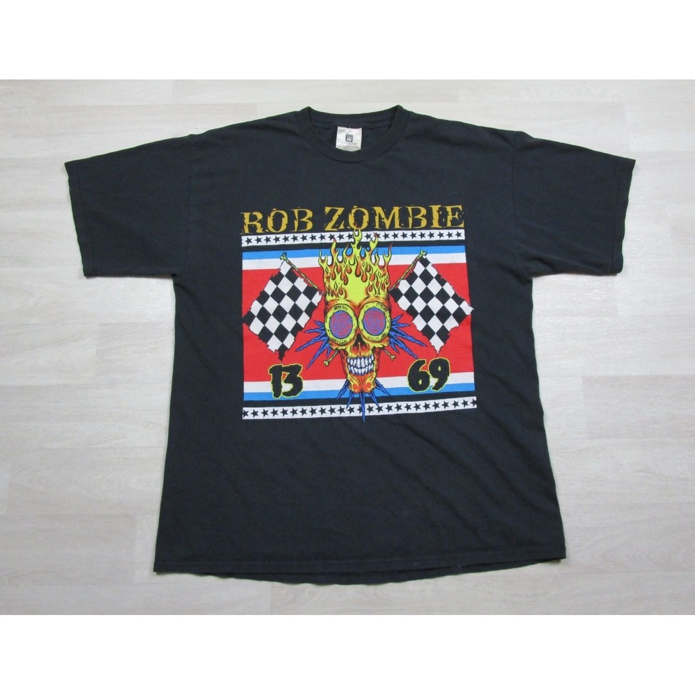 Vintage Y2K Rob Zombie T-Shirt Men's (XL) Winterland Shock Rock Skull Flame 2000